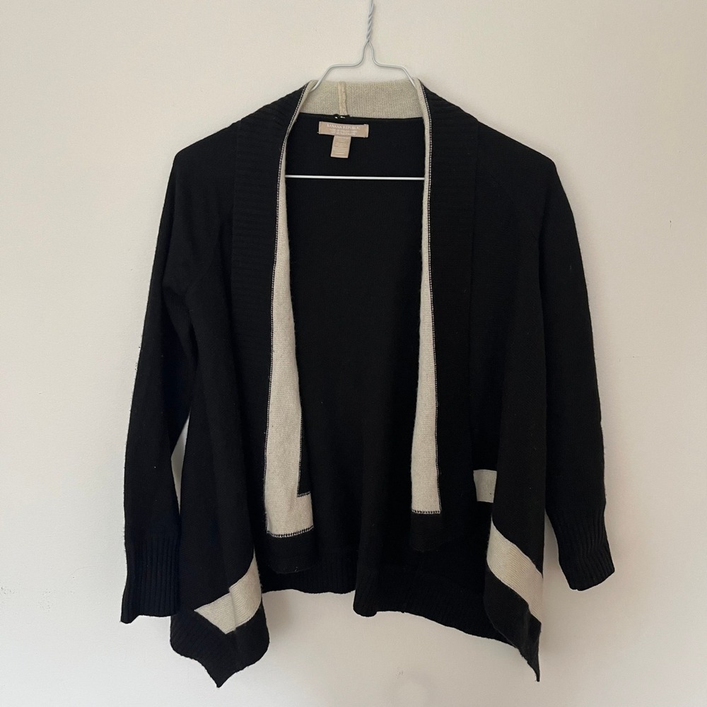 Banana Republic Merino Cashmere Blend Sweater Cardigan Black XS Italian Yarn